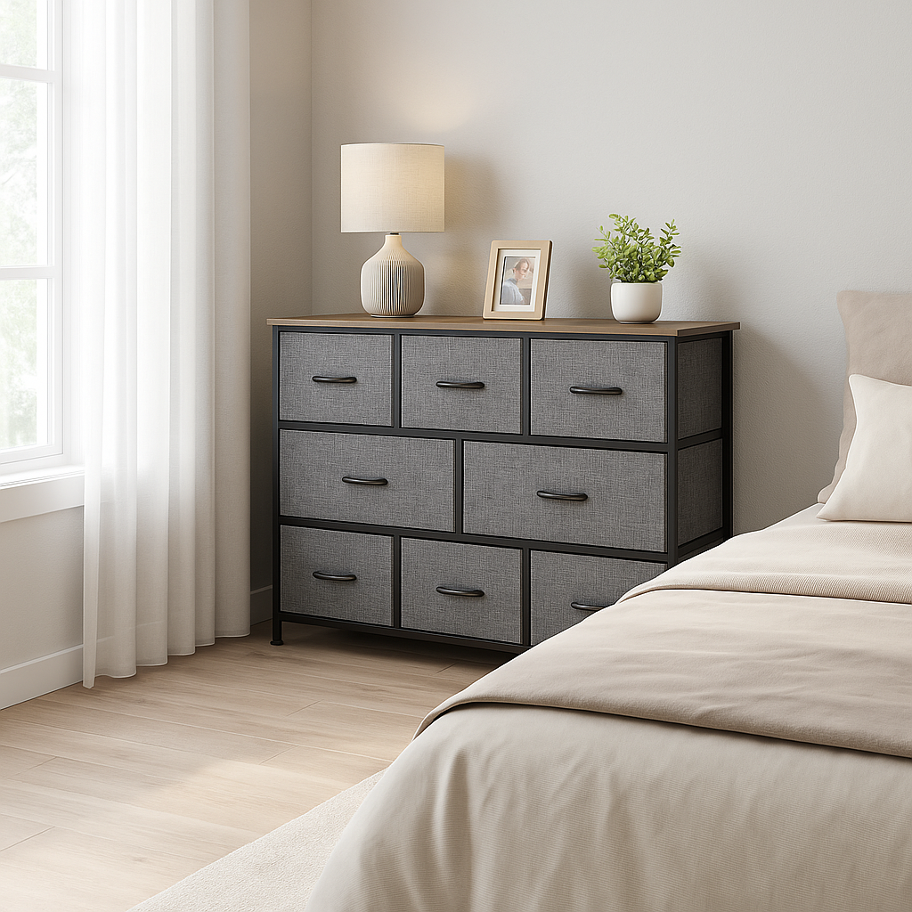 FlexiStore Pro 8-Drawer Dresser – Dark Gray