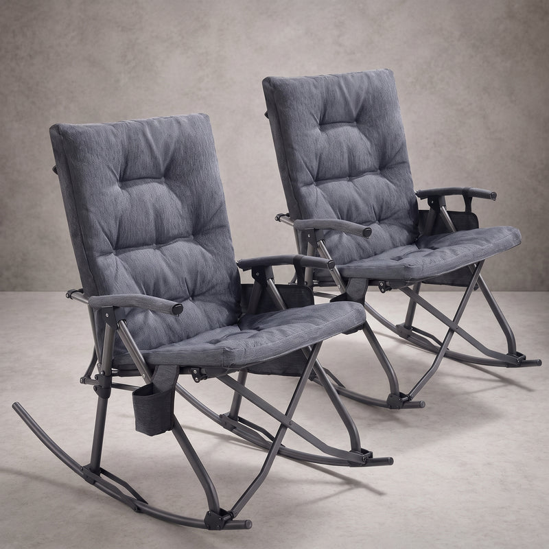 Oversized Folding Rocking Camping Chair with Padded Comfort & Portable Design - 1