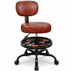 Rolling Mechanic Chair with Backrest and Footrest – Heavy Duty Shop Stool with Wheels, Adjustable Height Swivel Garage Chair - 1