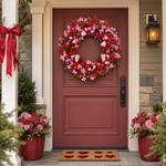 VALENTINE WREATHS FOR FRONT DOOR – HEART & BERRY FLORAL WREATH FOR VALENTINE’S DAY DÉCOR - 1