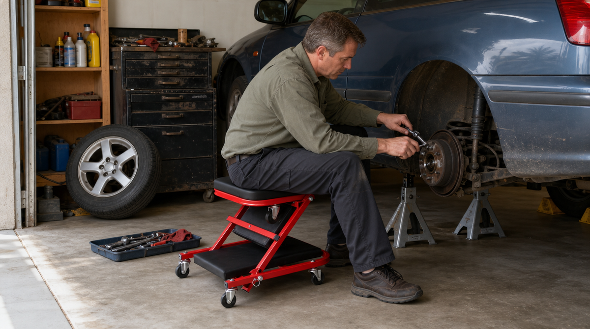 2-in-1 Mechanic Creeper Seat - Folding Z-Creeper, 300-450 lbs - image 1