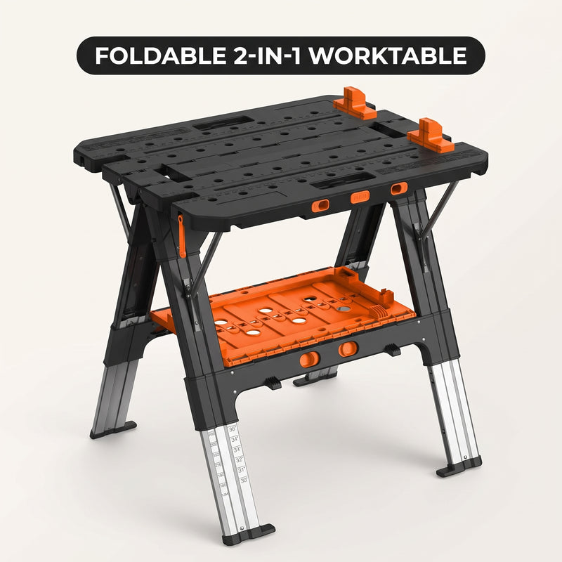 Portable Workbench & Folding Sawhorse – 2-in-1 Work Table - 1