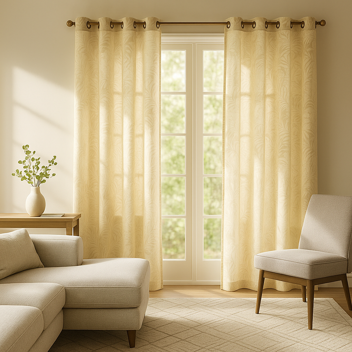 Madison Park Leilani Palm Leaf Burnout Window Sheer - 50" Wide Natural Beige Tropical Curtain Panel with Antique Silver Grommets (Single Panel)