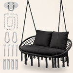 2-Person Hanging Hammock Chair with Cushion – Boho Macrame Swing for Indoor & Outdoor Relaxation - 1