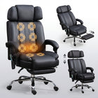 Executive Office Chair with Heat and Massage – High Back Reclining PU Leather Desk Chair with Footrest - 1