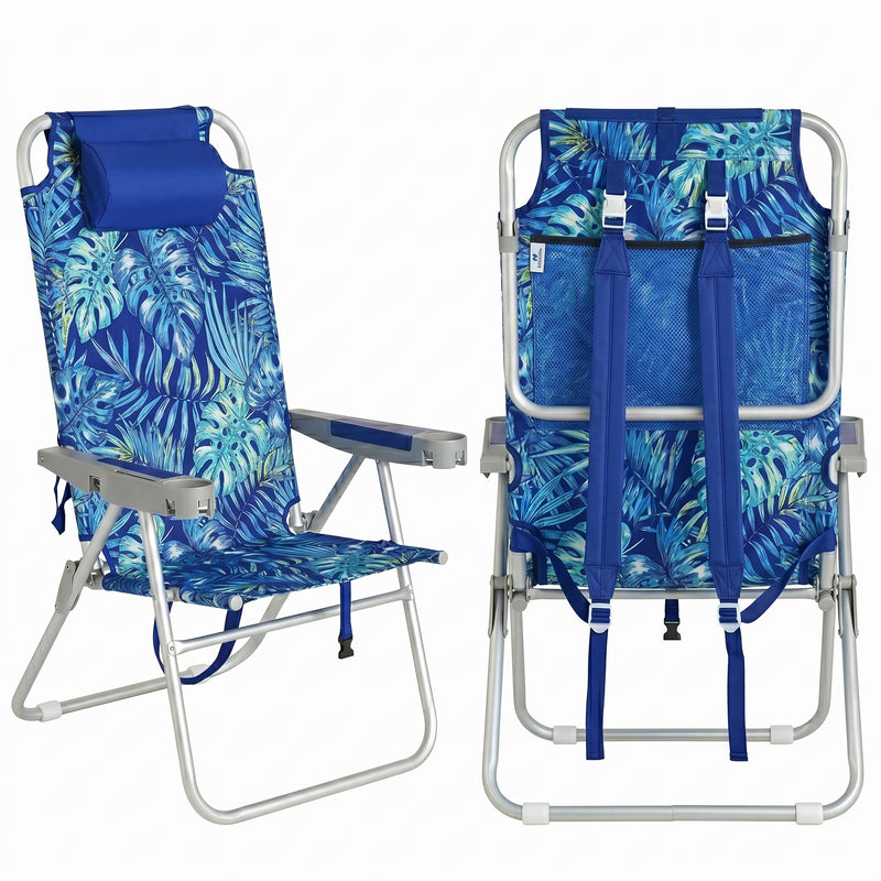 17" Big & Tall Oversized Beach Chairs 2-Pack – Heavy Duty Folding Outdoor Seating - 1