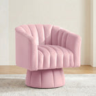 Swivel Accent Chair - Velvet 360° Barrel Chair, Mid-Century Modern Round Armchair for Living Room, Bedroom & Lounge - 1