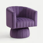 Channel Tufted Swivel Accent Chair – Velvet Barrel Chair - 1