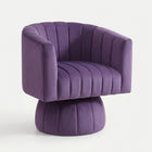 Channel Tufted Swivel Accent Chair – Velvet Barrel Chair - 1