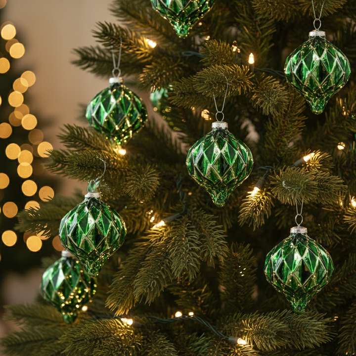 4.2x4.2x5.1 Christmas Ball Ornaments - Set of 8 Glass Decorative Hanging Balls for Holiday Decor | Trufairs