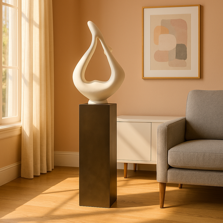Yoga White Sculpture -Exclusive Yoga White Sculpture with Gray Base - Premium 59" Floor Art collection   Gray Base