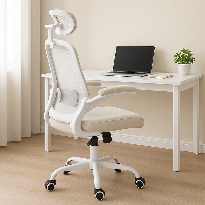 ErgoBliss Pink Mesh Ergonomic Office Chair – Adjustable Lumbar, Flip-Up Arms & Headrest
