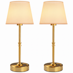 Cordless Rechargeable Table Lamp with Fabric Shade – Dimmable LED Desk Lamp - 1