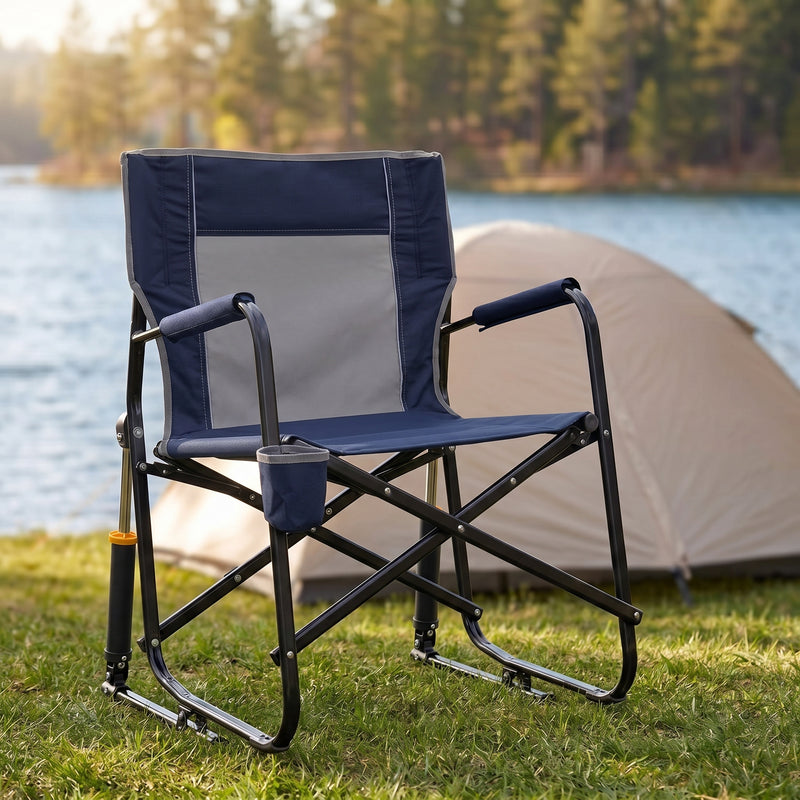 ROCKING CAMPING CHAIR – FOLD-FLAT CHAIR WITH CUP HOLDER - 1