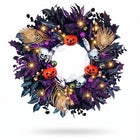 HALLOWEEN WREATH WITH LIGHTS FOR FRONT DOOR – PRE-LIT PUMPKIN, WITCH & GOTHIC PORCH DÉCOR - 1