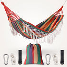 Boho Macrame Double Hammock Swing with Tassels – 2-Person Hanging Hammock Bed for Indoor & Outdoor Relaxation - 1
