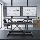 Standing Desk Converter, Height Adjustable Sit to Stand Desk Riser, Pneumatic & Electric Dual Monitor Laptop Workstation with Wide Keyboard Tray - 1