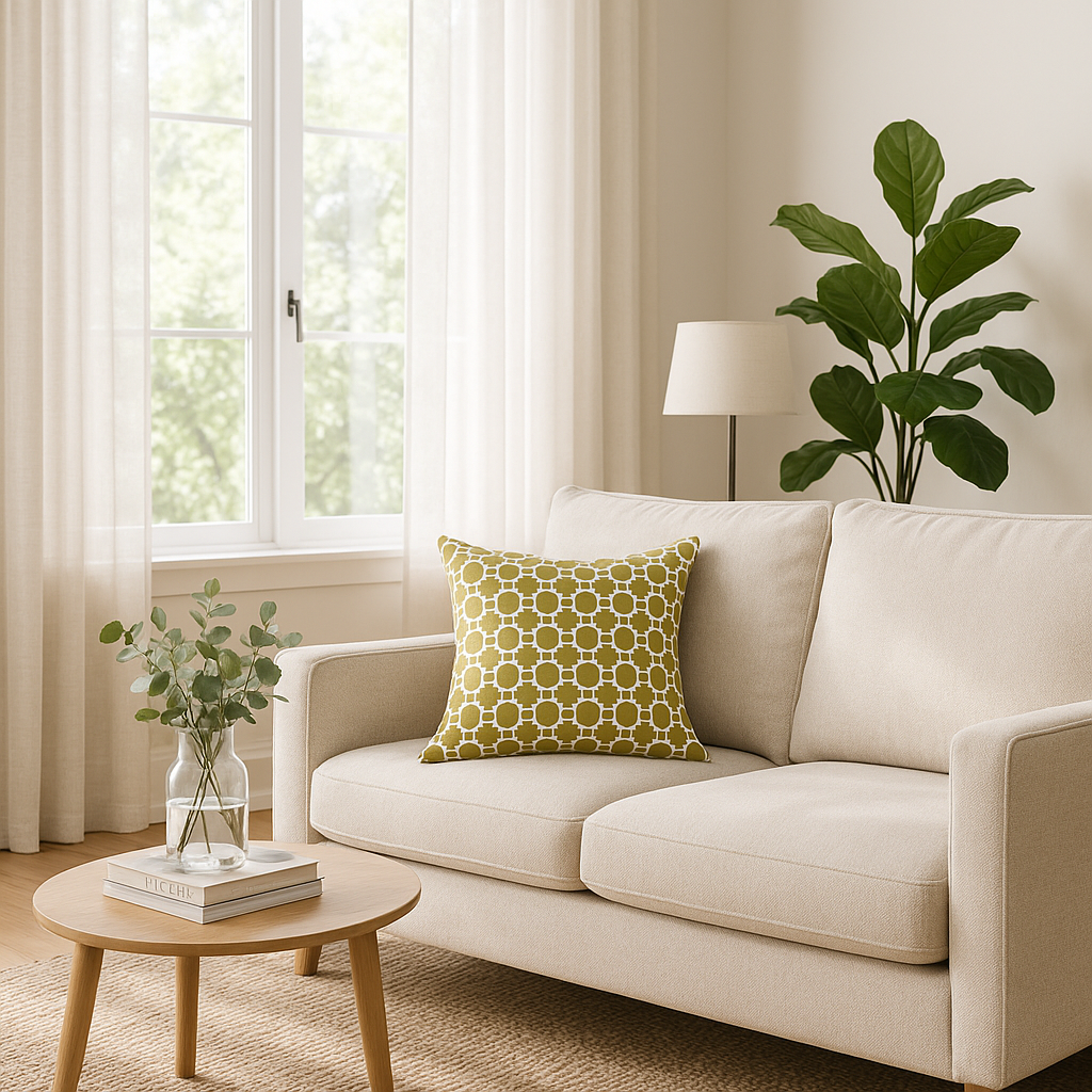 Modern  22" Green and White Quatrefoil Indoor Outdoor Throw Pillow