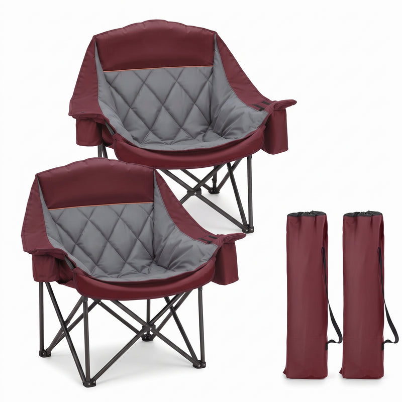 Oversized Camping Chairs 2 Pack – Extra-Large Folding Outdoor Chairs, Padded - 1