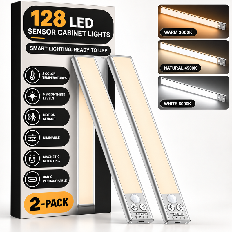 Rechargeable Under Cabinet Lights with Motion Sensor, 2-Pack - 1
