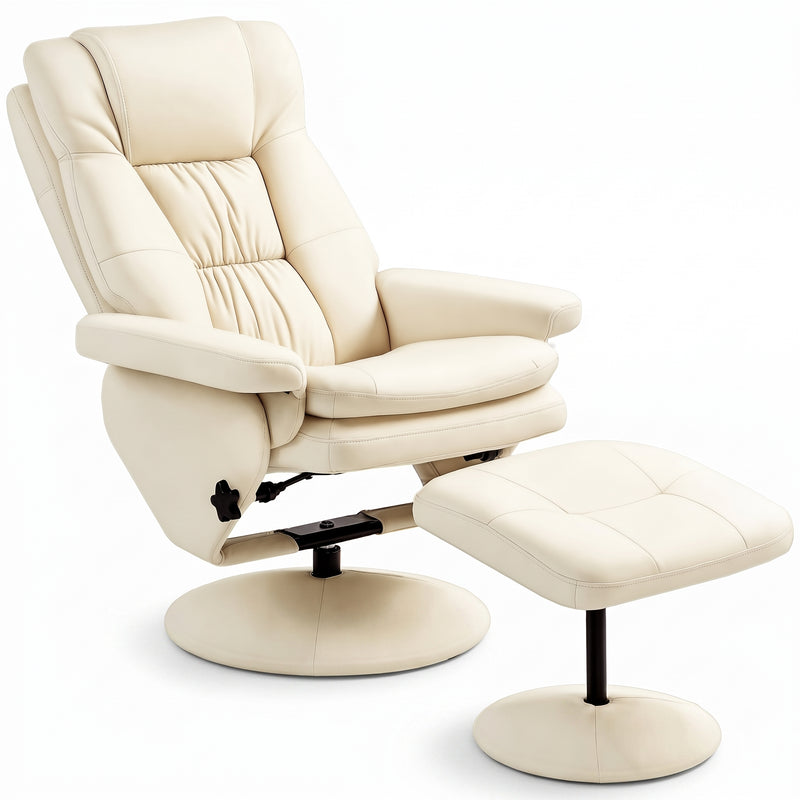 Manual Swivel Recliner with Ottoman, Massage & Heat - 1