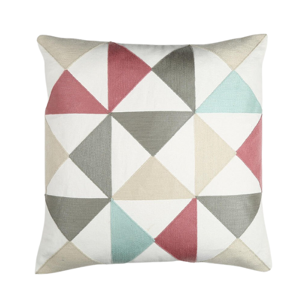 Premium 20" White Gray and Red Handmade Geometric Indoor Outdoor Throw Pillow Cover With Texture - Transitional Weather-Resistant Cotton Design