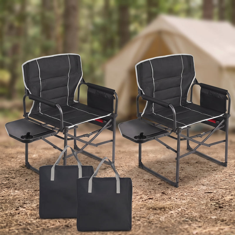 Camping Directors Chair, Heavy Duty,Oversized Portable Folding Chair with Side Table, Pocket for Beach, Fishing,Trip,Picnic,Lawn Blue - 1