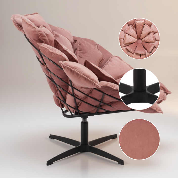 Kipas Accent Chair Pink – Contemporary Swivel Chair with Velvet Upholstery by Zuo Modern | Trufairs