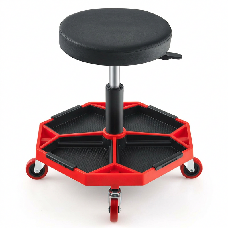 360° Swivel Pneumatic Mechanic Stool — 300–330 lbs Capacity, Padded Seat | Trufairs - 1