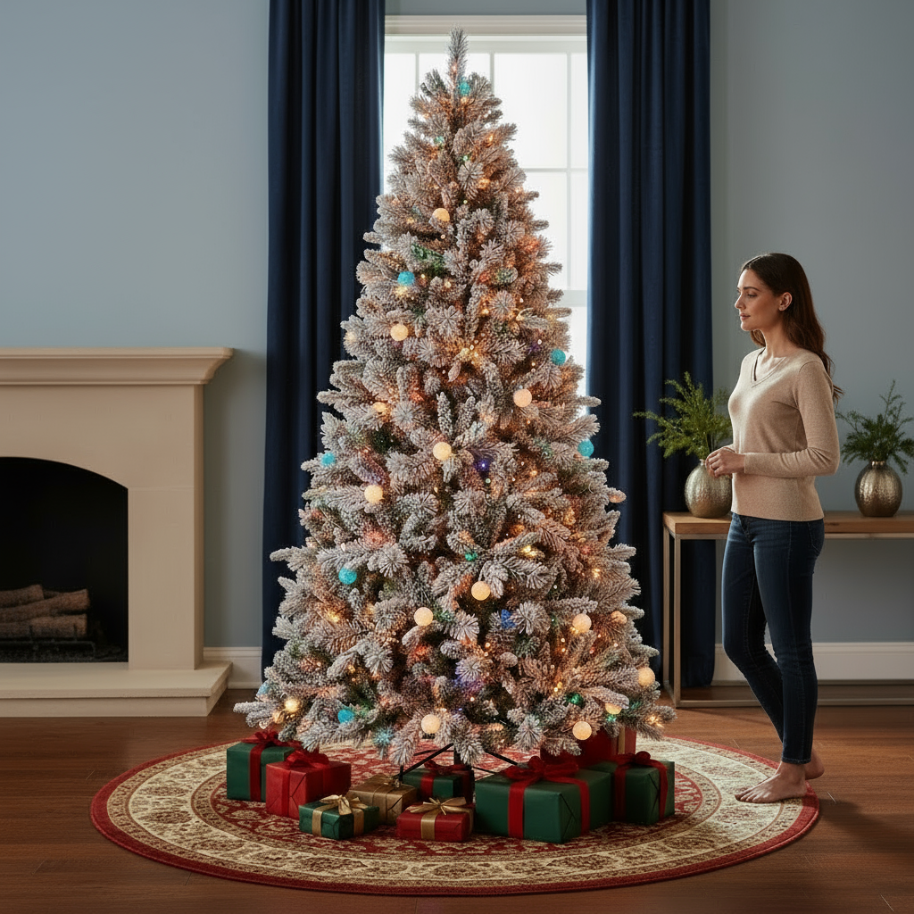 7.5ft PE/PVC Hard Needle Mixed Automatic Christmas Tree with 400 Multi-Color LED Lights and 1523 PE & PVC Mixed Branch Tips | Trufairs