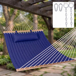 2-Person Quilted Outdoor Hammock 12FT – Double Layer with Pillow & Storage - 1