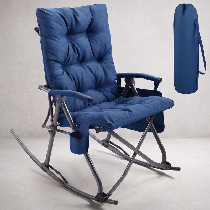 Oversized Folding Rocking Camping Chair with Padded Comfort & Portable Design - 1