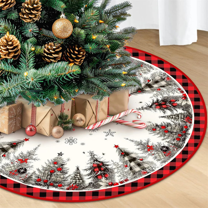 Christmas Tree Skirt Xmas Tree Snowflake Soft Rustic Plush Tree Skirt For Christmas Tree Indoor Outdoor Holiday Decor Christmas