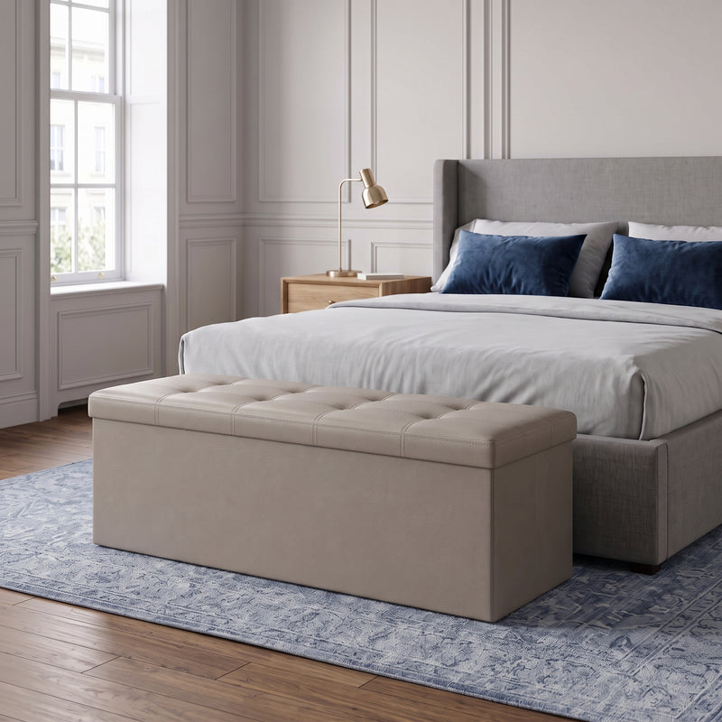 BENCH WITH STORAGE – FOLDING OTTOMAN WITH PADDED SEAT - 1