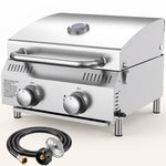 PORTABLE STAINLESS STEEL TABLETOP PROPANE GRILL – 2 & 3 BURNER OUTDOOR BBQ OPTIONS - 1