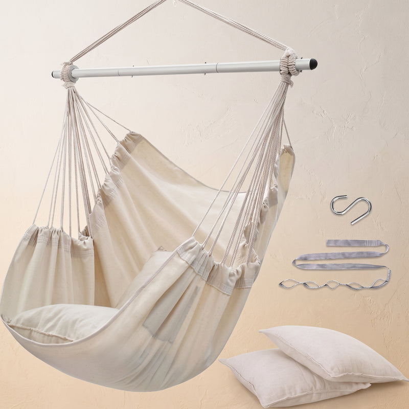 Premium Cotton Hanging Hammock Chair for Indoor & Outdoor Relaxation - 1