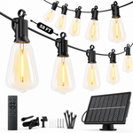 Outdoor Solar String Lights with Remote — Black, 37–108 ft - 1