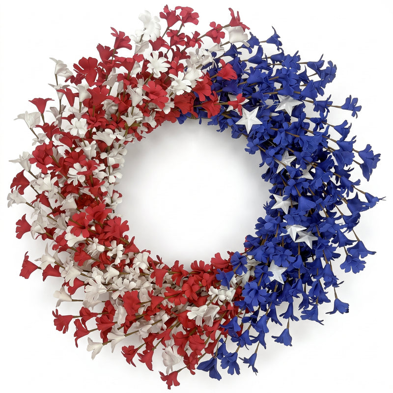 4TH OF JULY WREATH FOR FRONT DOOR – RED, WHITE & BLUE PATRIOTIC DÉCOR - 1