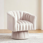 Swivel Accent Chair - Velvet 360° Barrel Chair, Mid-Century Modern Round Armchair for Living Room, Bedroom & Lounge - 1