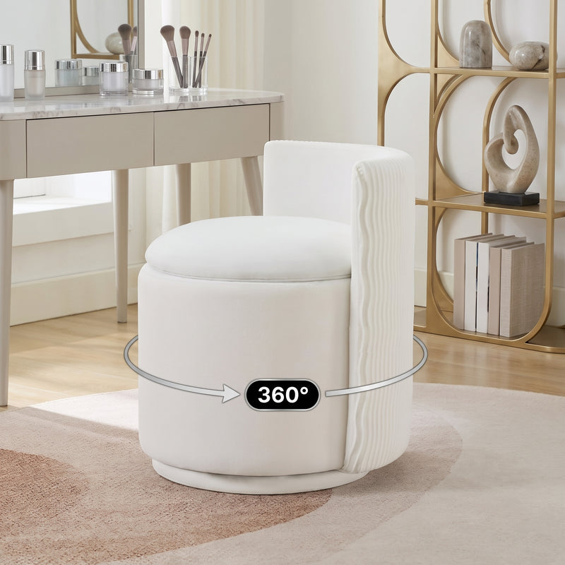 VANITY CHAIR WITH STORAGE – 360° SWIVEL VELVET SEAT - 1
