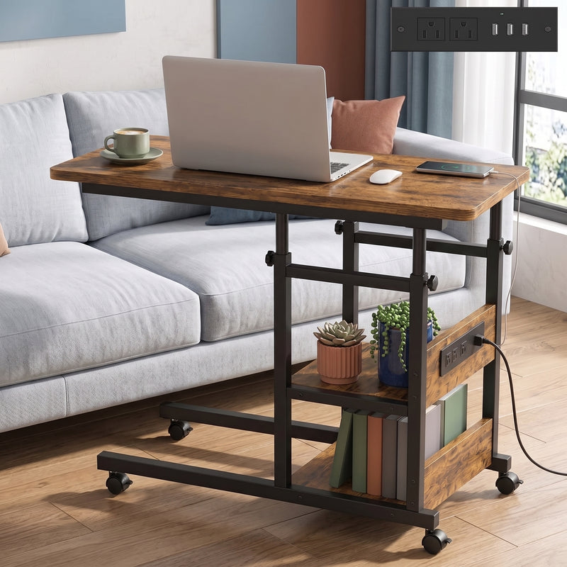C-SHAPED END TABLE WITH CHARGING STATION – ADJUSTABLE HEIGHT - 1