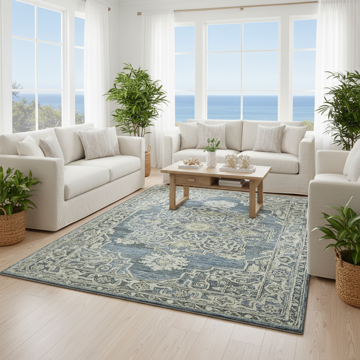 Vestige Nucia Blue/Taupe Hand-Tufted Wool Blend Area Rug 9'x13'