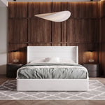 Lift-Up Storage Bed Frame with Upholstered Wingback Headboard - 1
