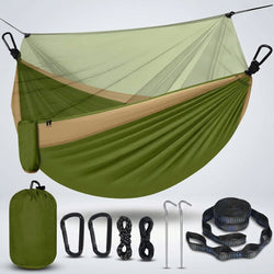 Over 600lbs Hammock, 1-2 person, Nylon with Mosquito Net - 1
