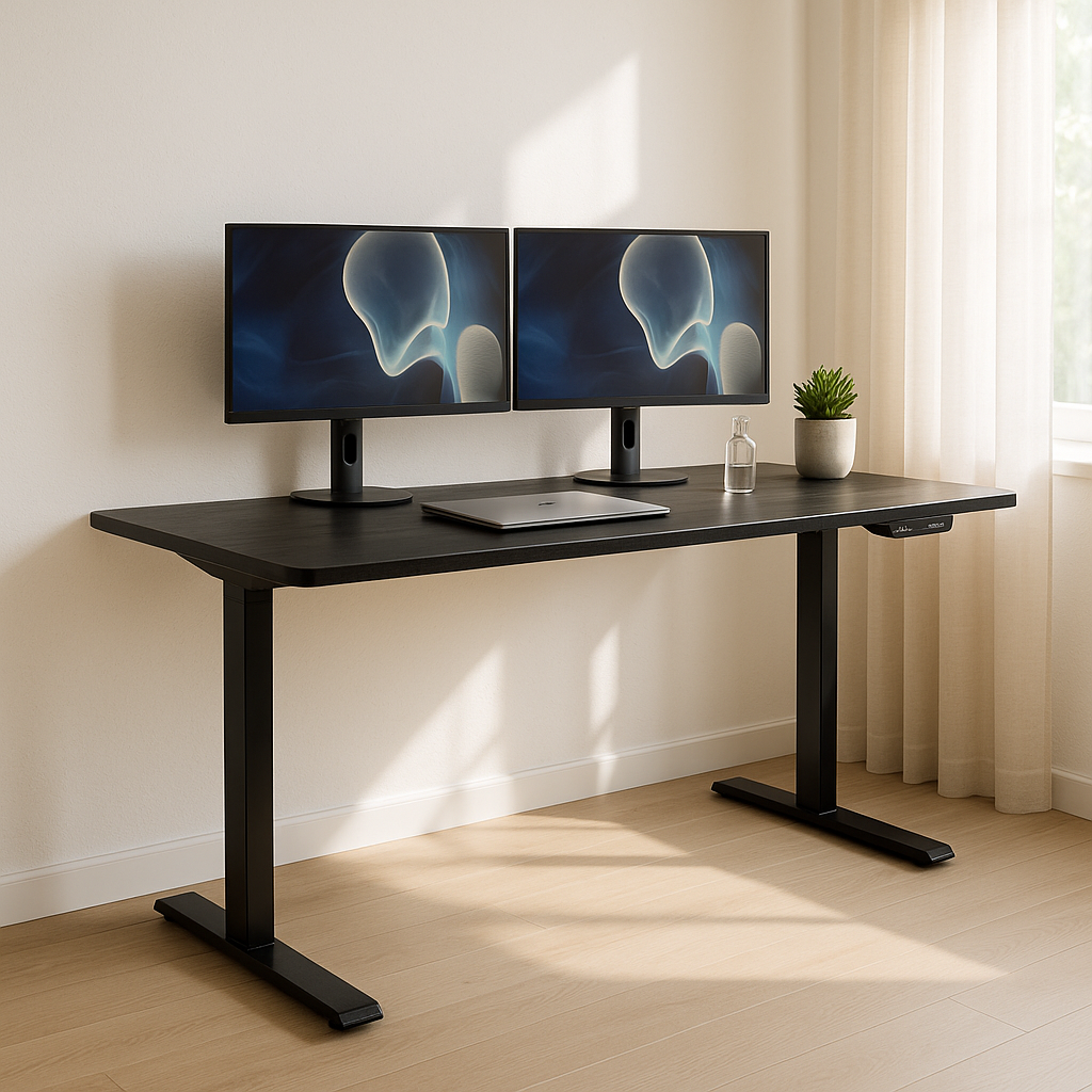 Black on Black 52" Bamboo Dual Motor Electric Office Adjustable Computer Desk