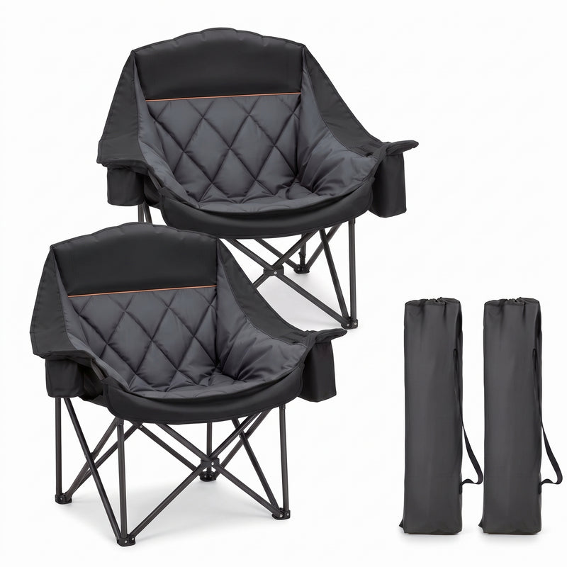 Oversized Camping Chairs 2 Pack – Extra-Large Folding Outdoor Chairs, Padded - 1