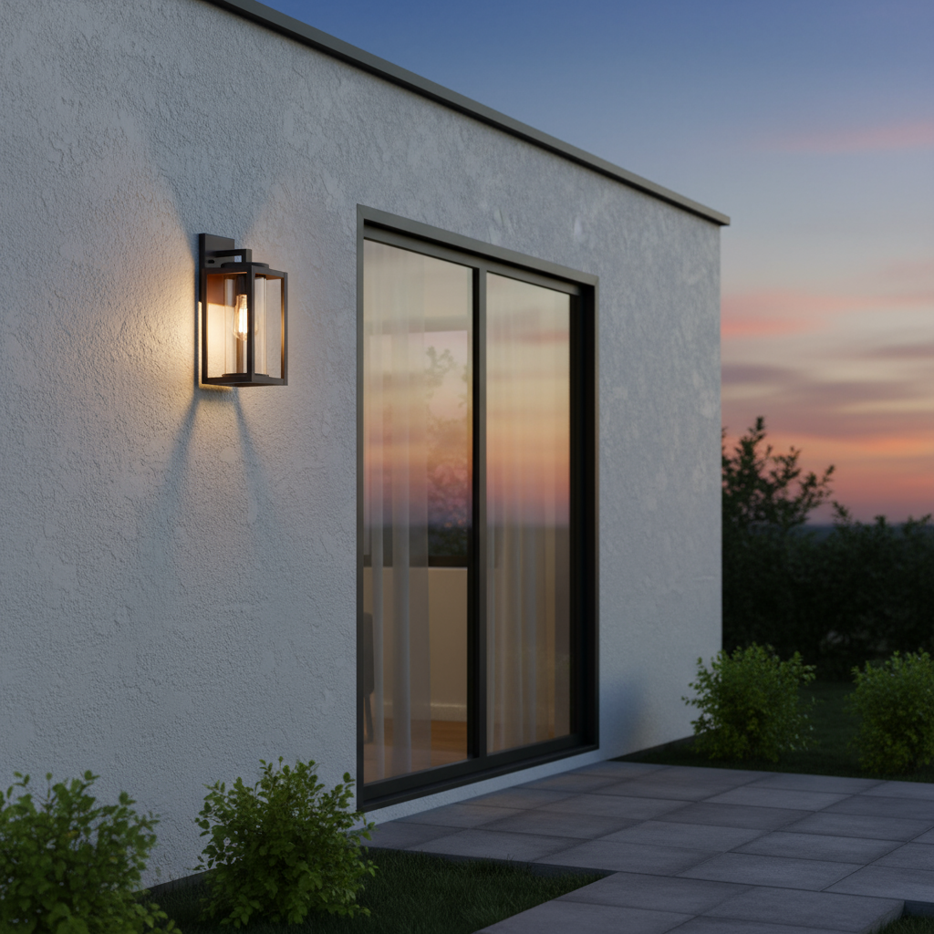 Outdoor Wall Light – Weather-Resistant Exterior Lighting Fixture, Black Finish, Glass Cover, Durable Metal Housing | Trufairs