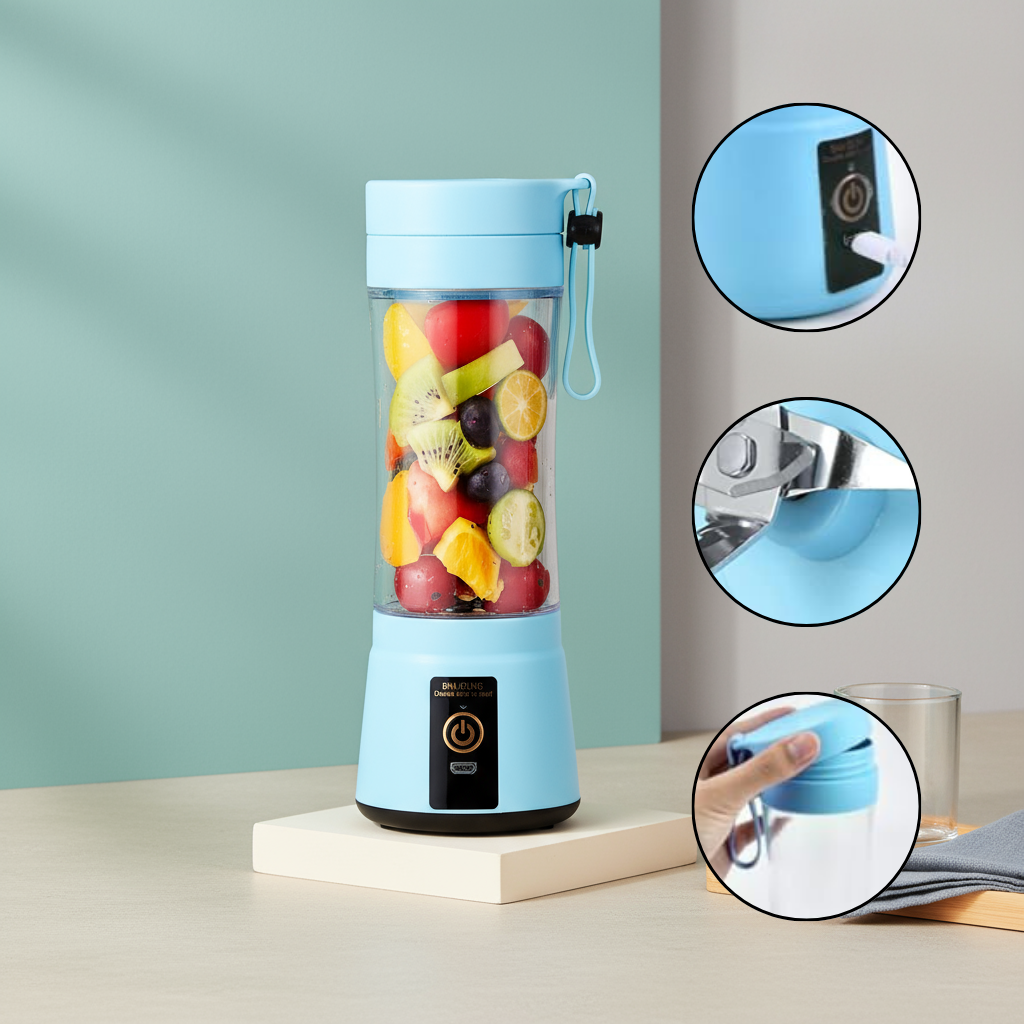 1pc 380ML Portable Blender With 6 Blades Rechargeable USB ; Personal Size Blender For Shakes And Smoothies; Traveling Fruit Veggie Juicer Cup