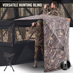 Silent Pop Up Hunting Blind with 270° See Through View – Waterproof Camo Ground Blind Tent for Turkey and Deer Hunting, 1-7 Person Capacity - 1