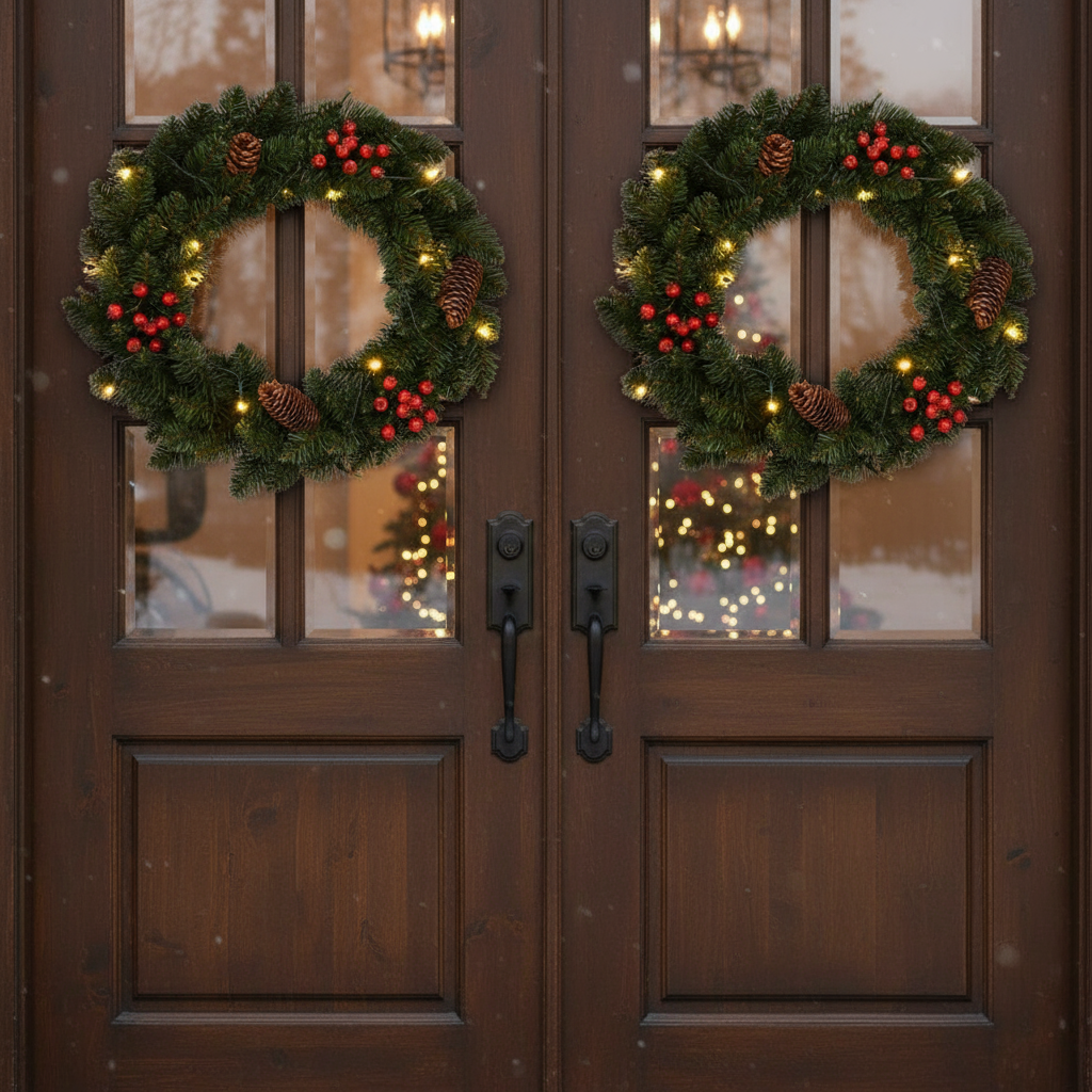 Christmas Wreaths 2 pcs with Decoration Green 1 ft